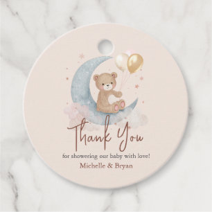 Beige Dank u Teddy Bear Baby shower Bedankjes Labels