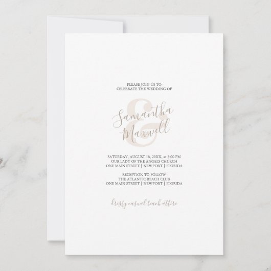 Beige de bois flotté simple Faire-part de mariage (Devant)