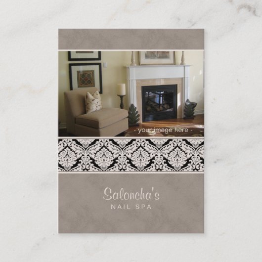 Beige de modèle de damassé de carte de visite de (Devant)