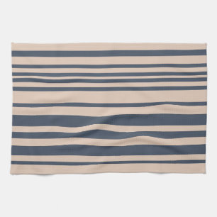 Beige/Deep Blue Grey Simple Stype Stripe Pattern Theedoek