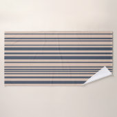 Beige/Deep Blue Simple Stipe Pattern Badhanddoek (Badhanddoek)
