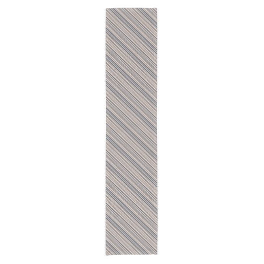 Beige/Deep Blue Stylish Stripe Pattern Korte Tafelloper (Voorkant)