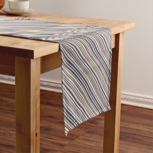 Beige/Deep Blue Stylish Stripe Pattern Korte Tafelloper (Voorbeeld)