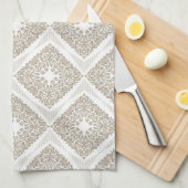 Beige Diamond Medallion Serviette de cuisine (Quart Plié)