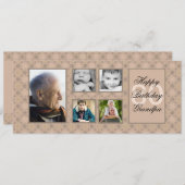 Beige Diamonds Multi-Photo Invitation Kaart (Voorkant / Achterkant)