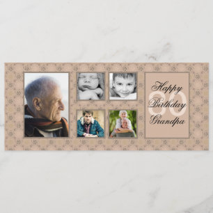 Beige Diamonds Multi-Photo Invitation Kaart