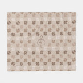 Beige Dog Paws met naam en monogram Fleece Deken (Voorkant (Horizontaal))