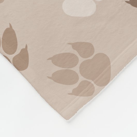 Beige Dog Paws met naam en monogram Fleece Deken (Hoek)