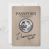 Beige Dominicaanse Republiek Paspoort bruiloft Kaart (Achterkant)