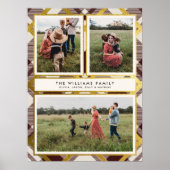 Beige & Donkerrode Tartan 3 Fotocollage Kerstmis Poster (Voorkant)