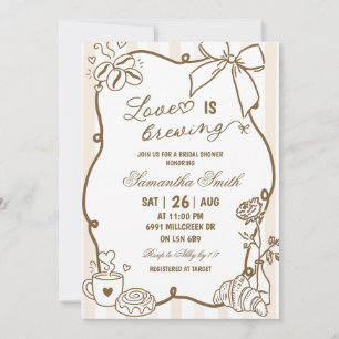 Beige Doodle Handgeschreven Champagne Liefde Is Aa Kaart