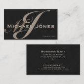Beige Double Monogram Professional Modern Visitekaartje (Voorkant / Achterkant)