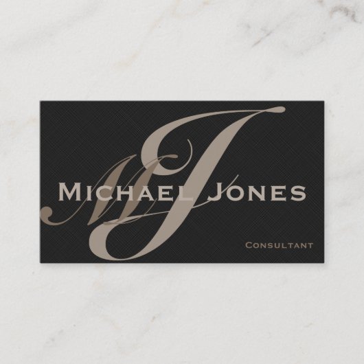 Beige Double Monogram Professional Modern Visitekaartje (Voorkant)