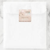 Beige Dragonfly Wedding Save the Date Vierkante Sticker (Tas)