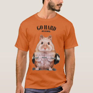 Beige Dwarf Hamster Muscle Training Weightlifting T-shirt