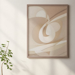 Beige Dynamic Abstracte Vormen Poster