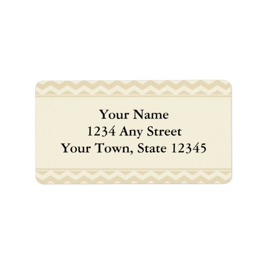 Beige & Ecru Chevron bedrukte Adresetiketten Etiket (Voorkant)