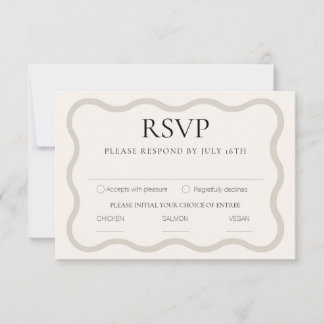Beige & Ecru Elegant Modern Minimaal Golvend Lijst RSVP Kaartje
