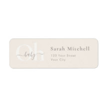 Beige Eenvoudig Chic Oh Baby Shower Retouradres