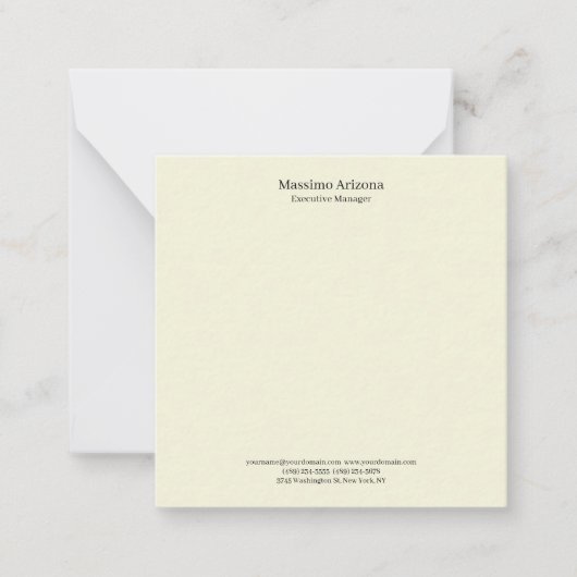 Beige Eenvoudig Effen Professioneel Modern Minimal Notitiekaartje (Voorkant)