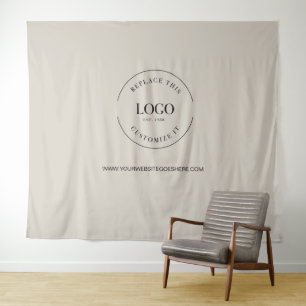 Beige Eenvoudige Aangepaste achtergrond Bedrijf Lo Wandkleed