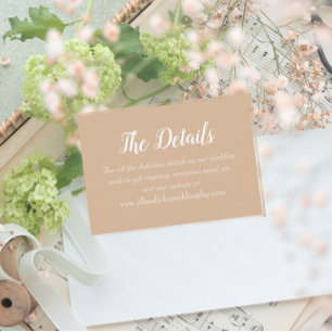 Beige Eenvoudige Stijl Trouwdetails Informatiekaartje