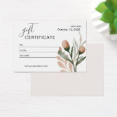 Beige Eenvoudige Waterverf Floral Cadeaubon Visitekaartje (Bureau)