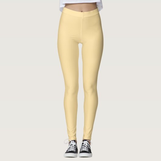 Beige effen kleur leggings (Voorkant)