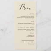Beige Elegant Calligraphy Wedding / Reception Menu (Voorkant)
