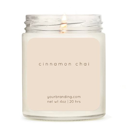 Beige Elegant Candle Cosmetische Sticker Label
