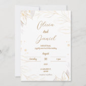 Beige Elegant Floral Faire-part de mariage (Devant)