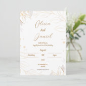 Beige Elegant Floral Faire-part de mariage (Debout devant)