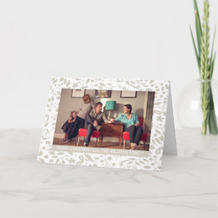 Beige Elegant Foliage Holiday Foto Feestdagen Kaart