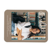 Beige élégant | Magnet de Faire-part de diplôme (Horizontal)