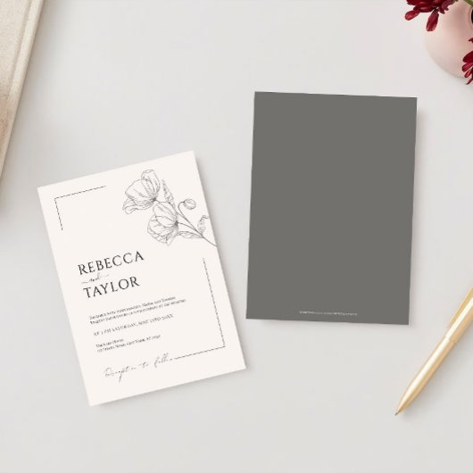 beige Elegant minimal Faire-part de mariage