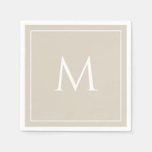 Beige elegant monogram initiaal servet