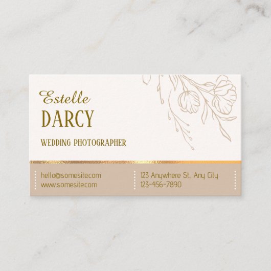 Beige Elegant Professional Visitekaartje (Voorkant)