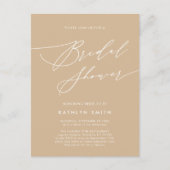 Beige Elegant Script Modern Vrijgezellenfeest Uitnodiging Briefkaart (Voorkant)