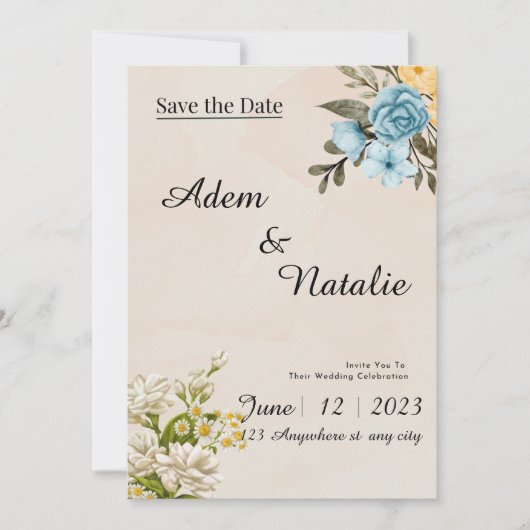 Beige elegant Wedding Card Kaart (Voorkant)