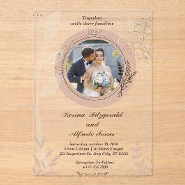 Beige Elegante Foto acryl bruiloft uitnodigingen Acryl Uitnodigingen