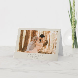 Beige Elegante Minimale Trouwkaart Met Enkele Foto Bedankkaart