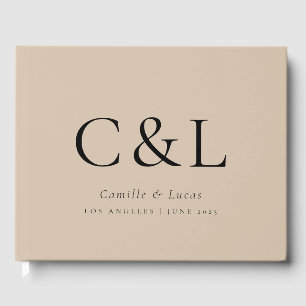 Beige Elegante Minimalistische Bruiloft Gastenboek