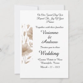 Beige Elegante Moderne Huwelijksuitnodiging Kaart