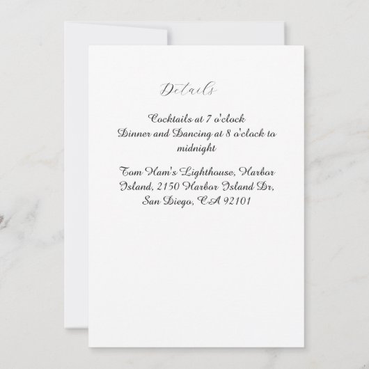 Beige Elegante Moderne Huwelijksuitnodiging Kaart (Achterkant)