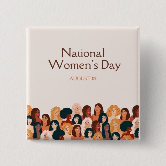Beige Elegante Nationale Vrouwendag Vierkante Button 5,1 Cm (Voorkant)