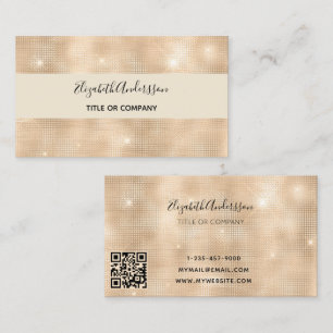 Beige elegante script qr code visitekaartje