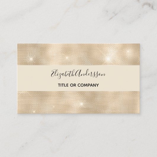 Beige elegante script qr code visitekaartje (Voorkant)