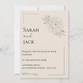 Beige elegante trouwuitnodiging ontwerp kaart