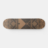 Beige Elephant Pyramid Mosaic Aztec Pattern Indian Skateboard (Horizontaal)