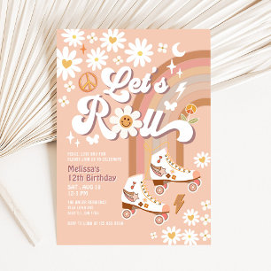 Beige ELKE LEEFTIJD Let's Roll Retro Groovy Verjaa Kaart